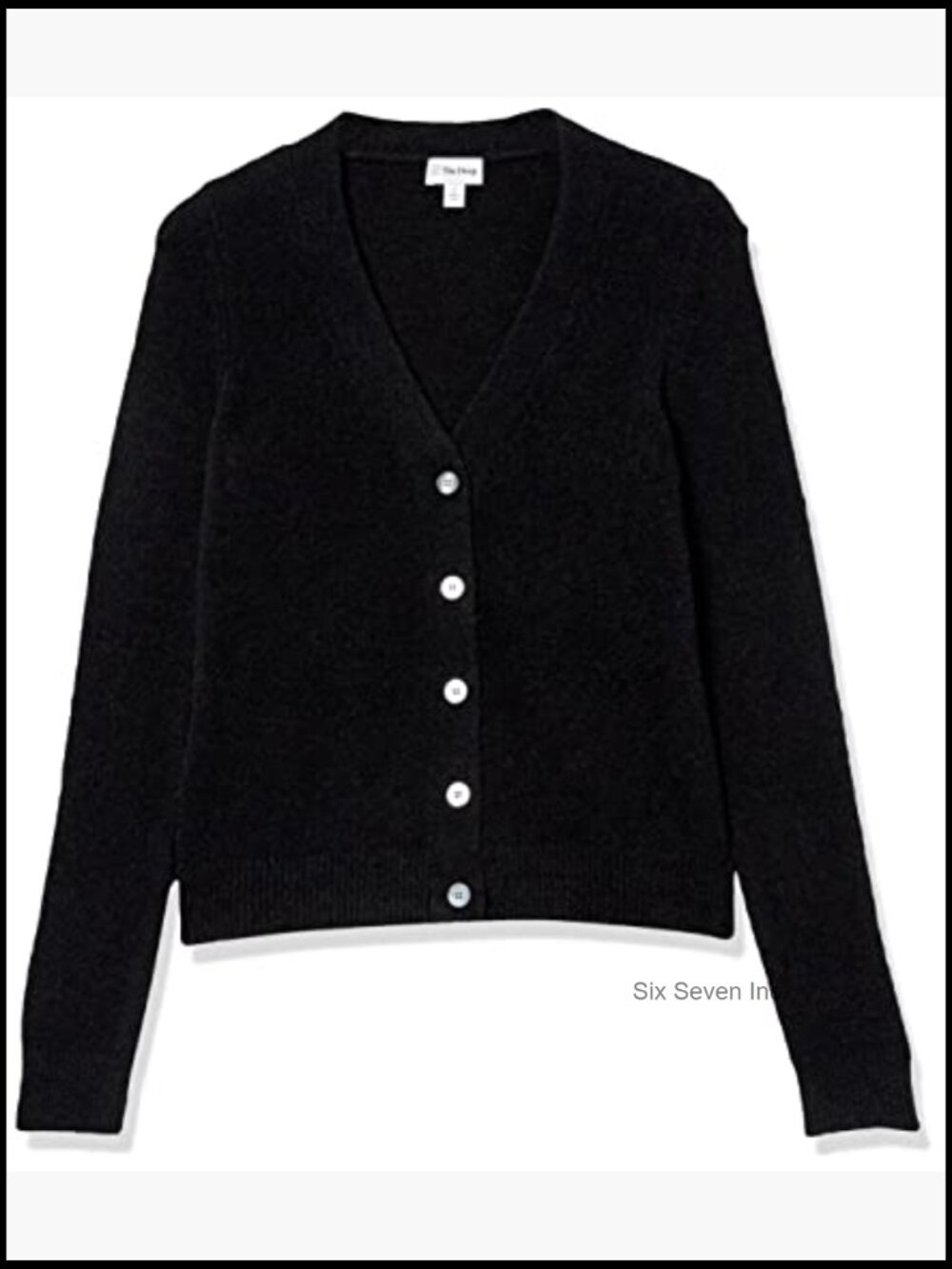V-Neck Button Front Cozy Cardigan with Eyelash Yarn - Picture 6 of 7